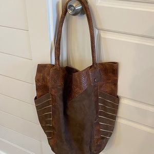 House of Harlow 1960 Large Tote Bag - Brown Suede and Leather